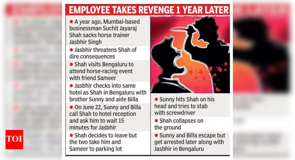 Mumbai-based businessman stabbed with screwdriver in Bengaluru for sacking horse trainer; 3 held