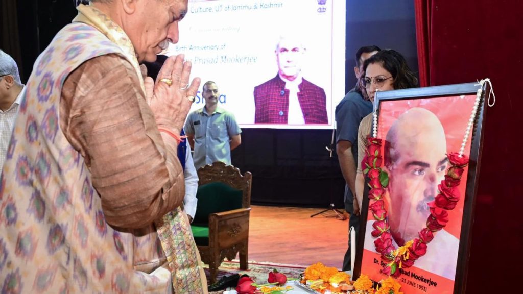 L-G Sinha, Minister Goyal Honor Syama Prasad's 124th Birth Anniversary in Kashmir
