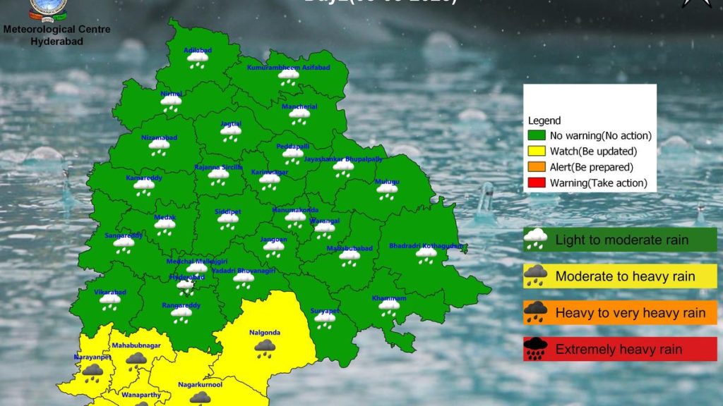Telangana Issues Heavy Rainfall Alert for Six Districts on August 8