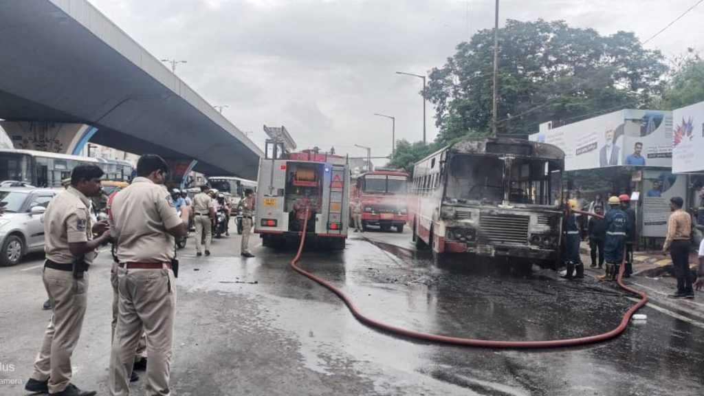 Telangana RTC Bus Catches Fire in Mehdipatnam, No Injuries Reported
