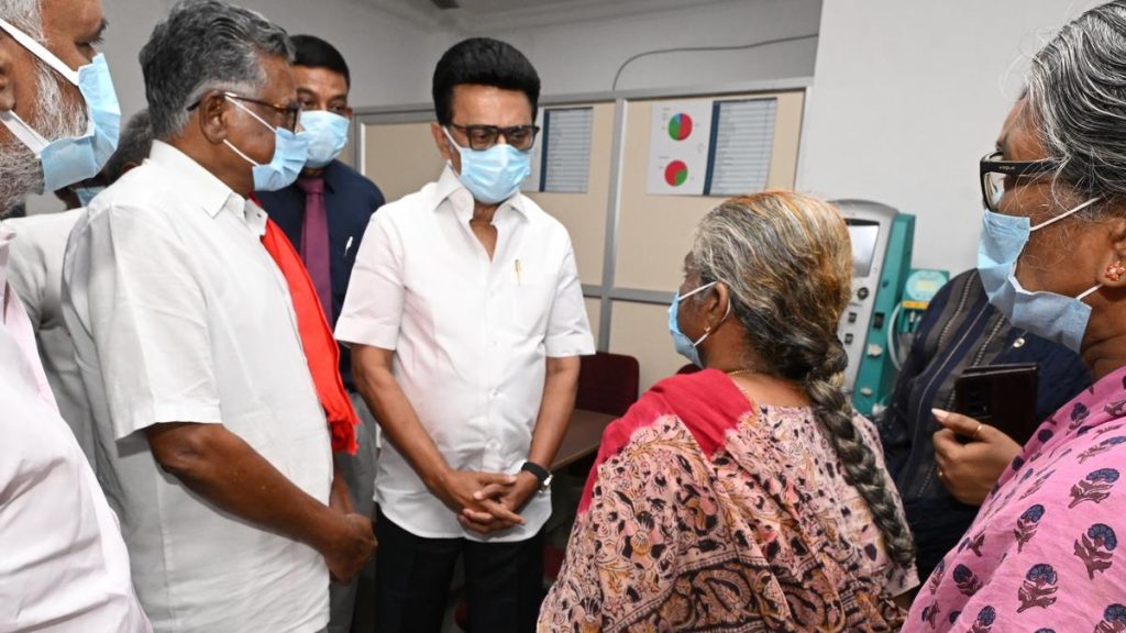 Stalin Visits RGGGH to Check on Veteran Leader R. Nallakannu's Health