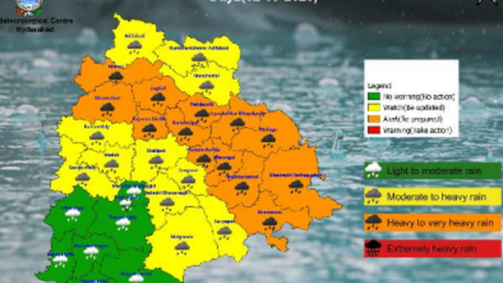 Telangana Braces for Heavy Rain: 13 Districts on Alert