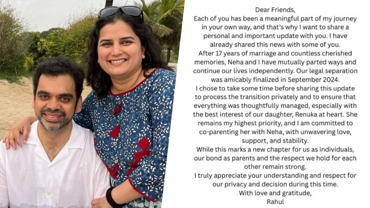 Singer-actor Rahul Deshpande Announces Separation From Wife Neha After 17 Years Of Marriage