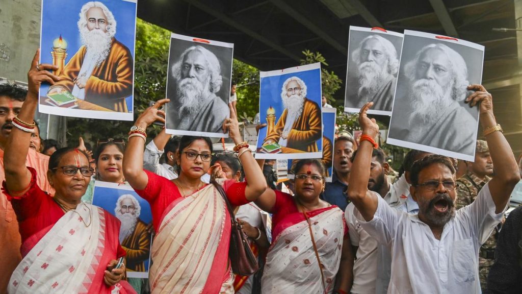 BJP Protests in West Bengal Over TMCP Cadres Burning Tagore's Photograph