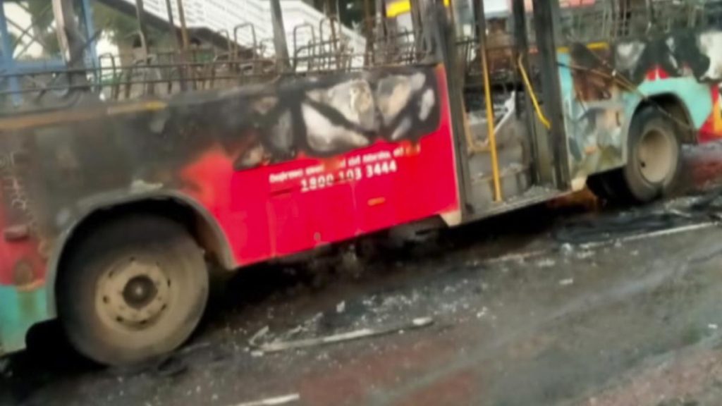 BMTC bus gutted at near HAL in Bengaluru