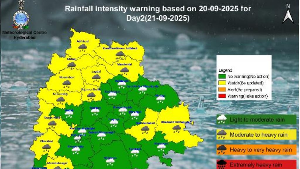 Telangana Weather September 21 | Heavy rainfall warning for 13 districts
